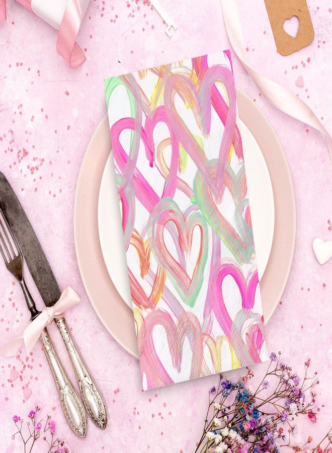 JarThenaAMCS مناديل ورقية للضيوف من JarThenaAMCS، 100 قطعة، بتصميم قلوب ملونة، مناسبة لعيد الحب، للاستخدام المنزلي والحفلات. - Image 3